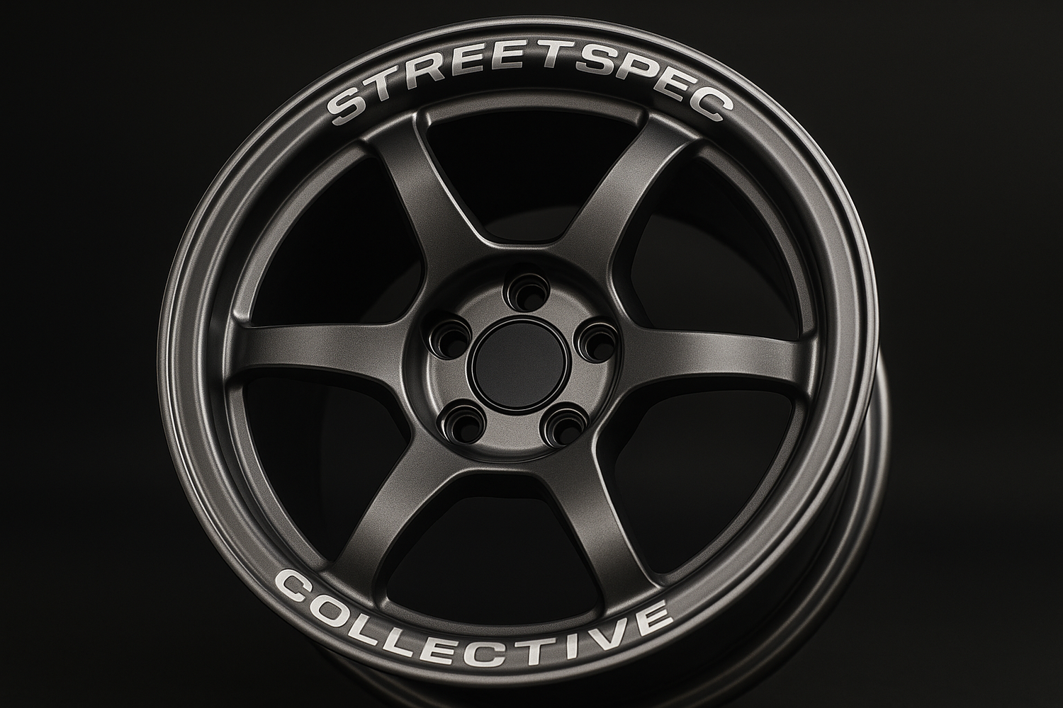 a car rim with streetspe collective written around it 